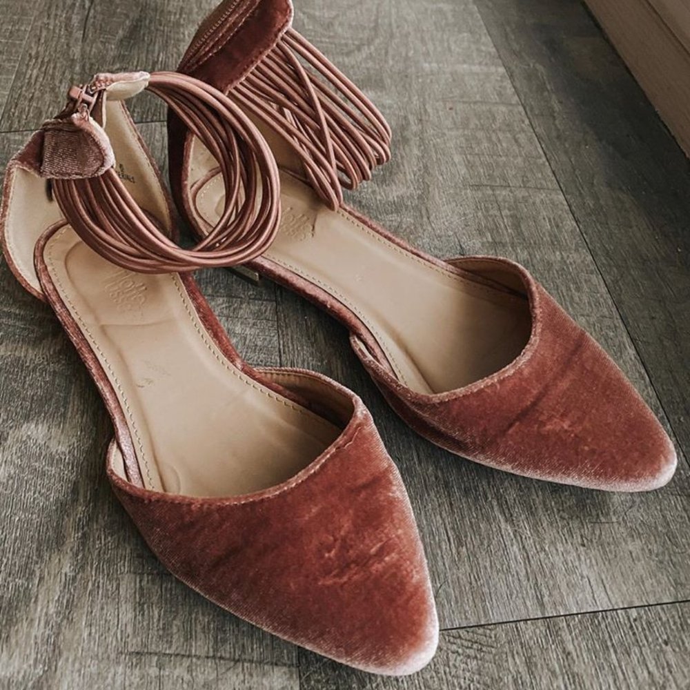 rosy velvet flats